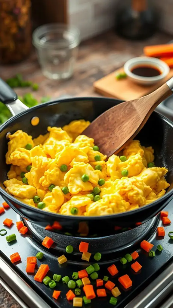 scramble eggs in pan