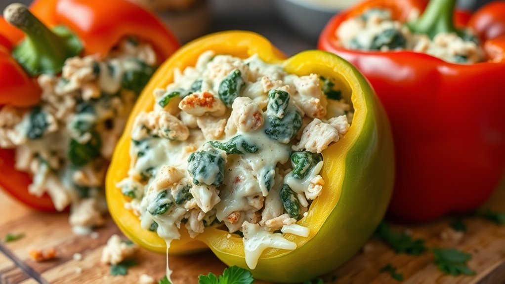 cheesy stuffed chicken peppers