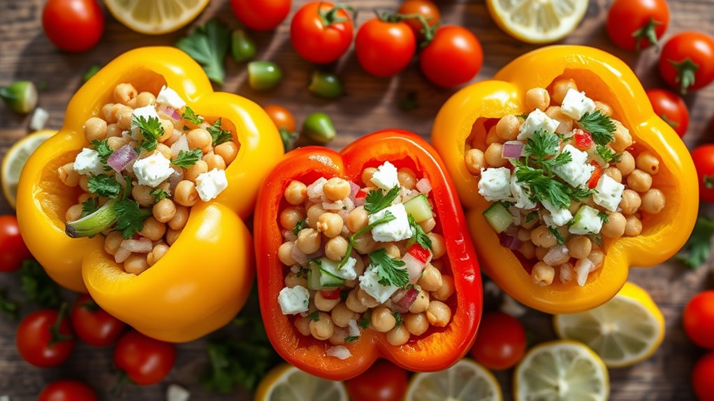 chickpeas in pepper cups