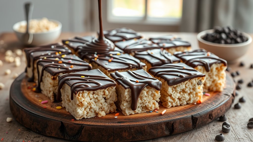 chocolate dipped rice krispies