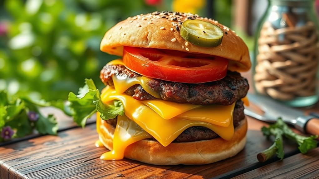 classic burger with toppings