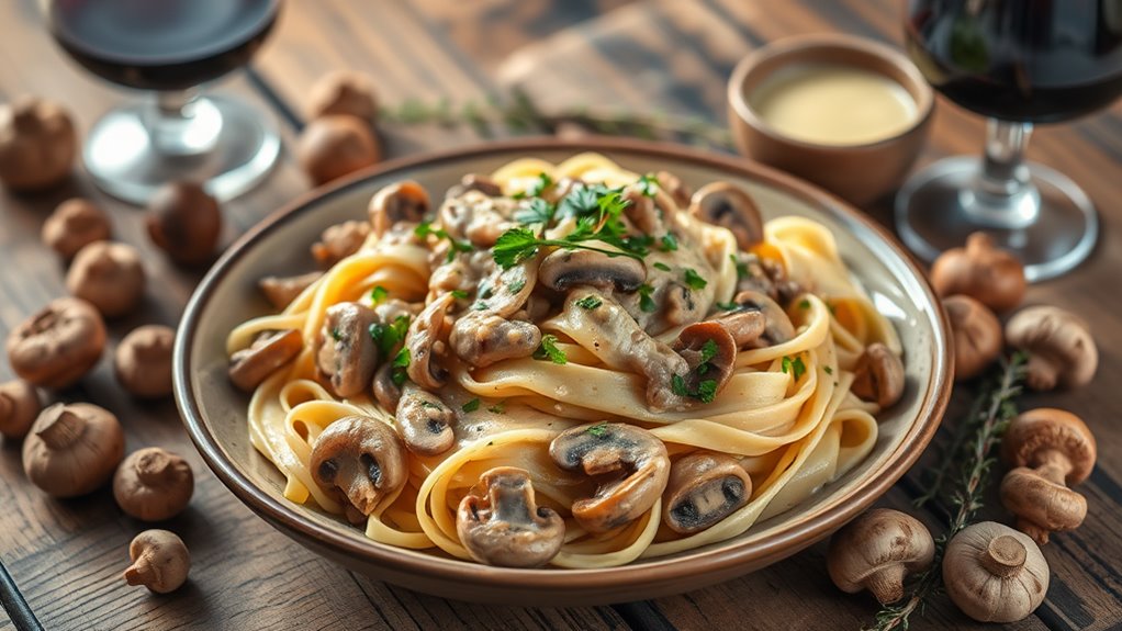creamy mushroom pasta dish