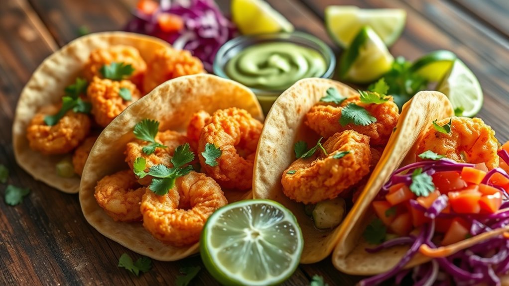 crispy shrimp filled tacos