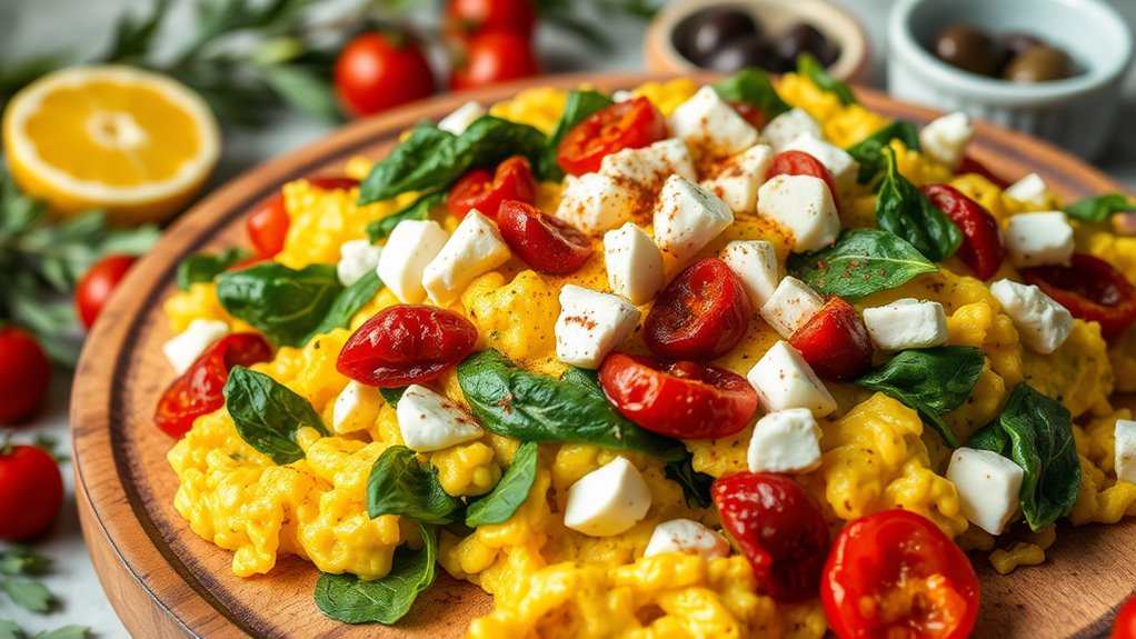 mediterranean inspired scrambled eggs