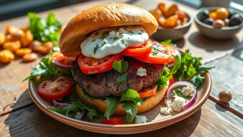 mediterranean style lamb burger