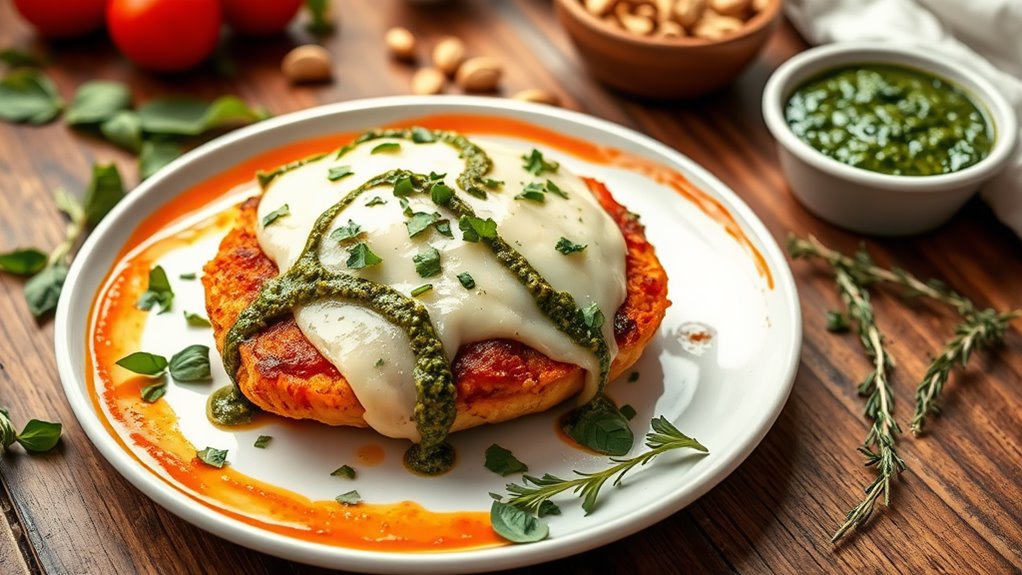 pesto infused chicken with parmesan