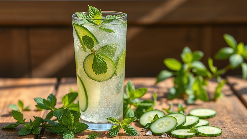 refreshing cucumber mint beverage