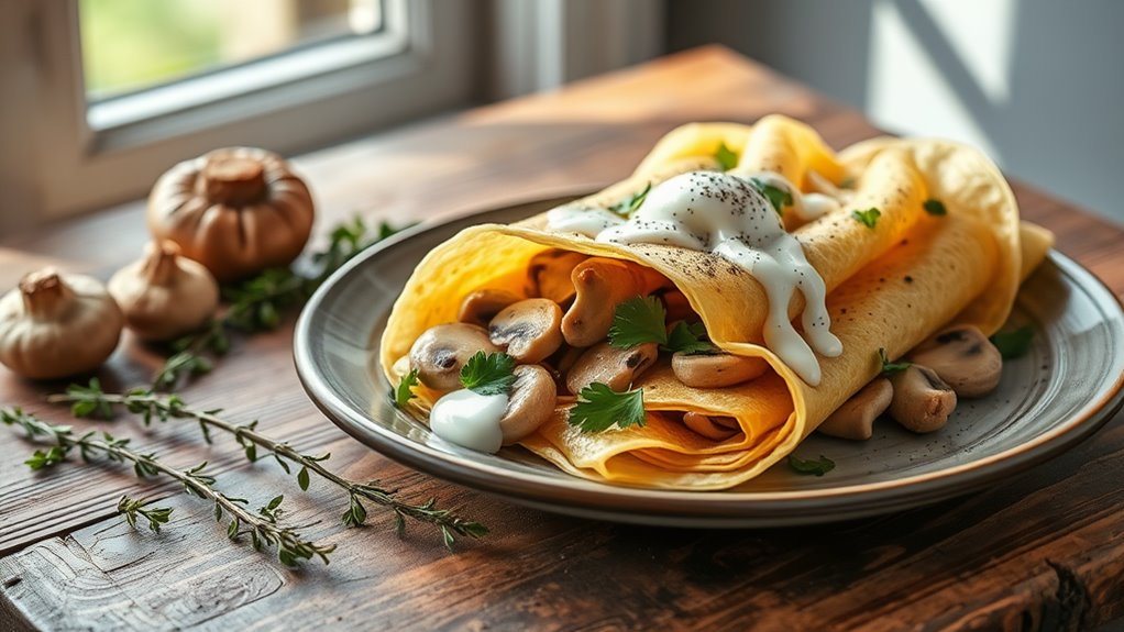 savory chicken mushroom crepes