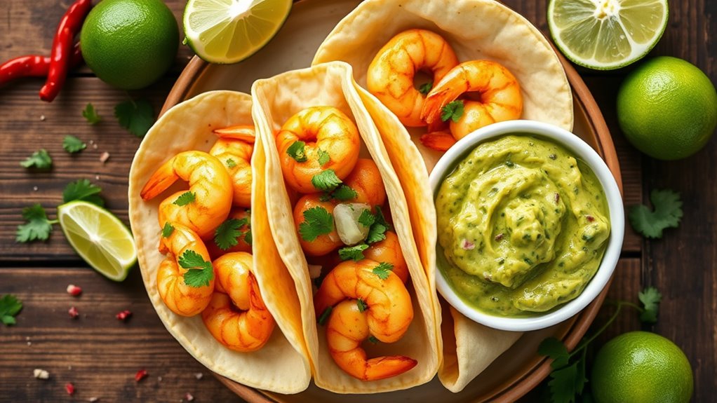 shrimp tacos with garlic lime