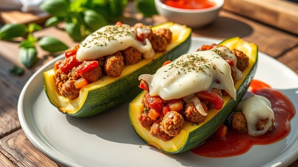 stuffed zucchini with sausage