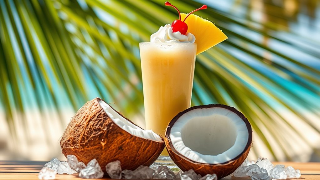 tropical coconut rum cocktail