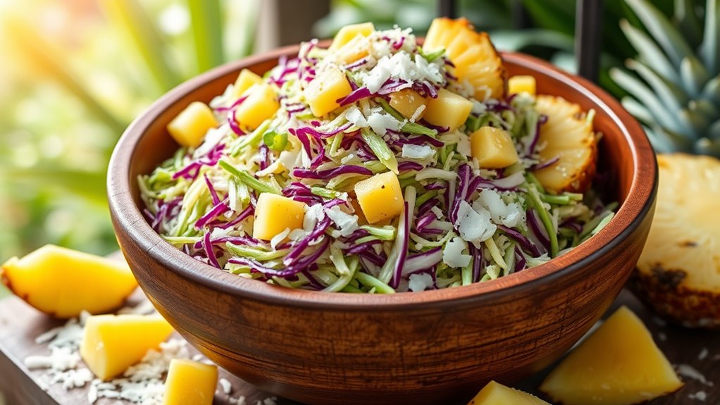 tropical pineapple coconut slaw