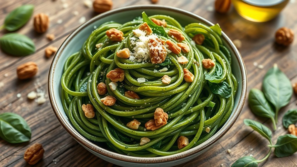 spinach walnut pesto pasta