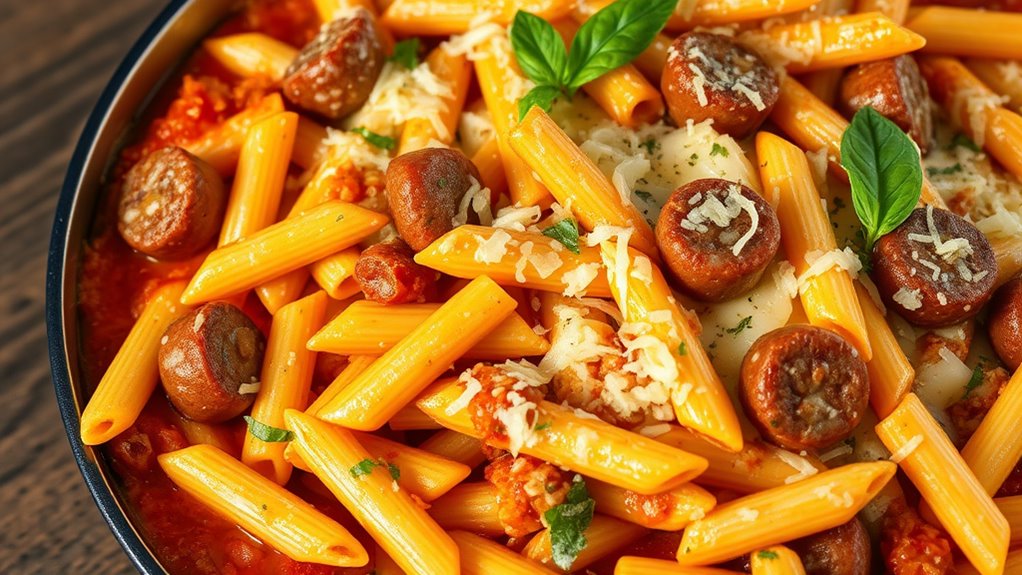 cheesy sausage baked penne