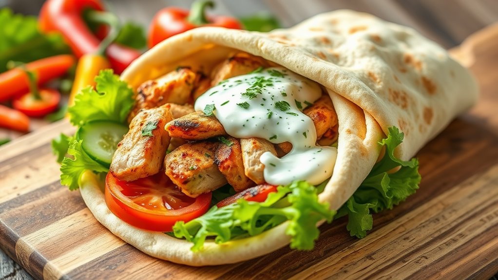 chicken gyro with sauce