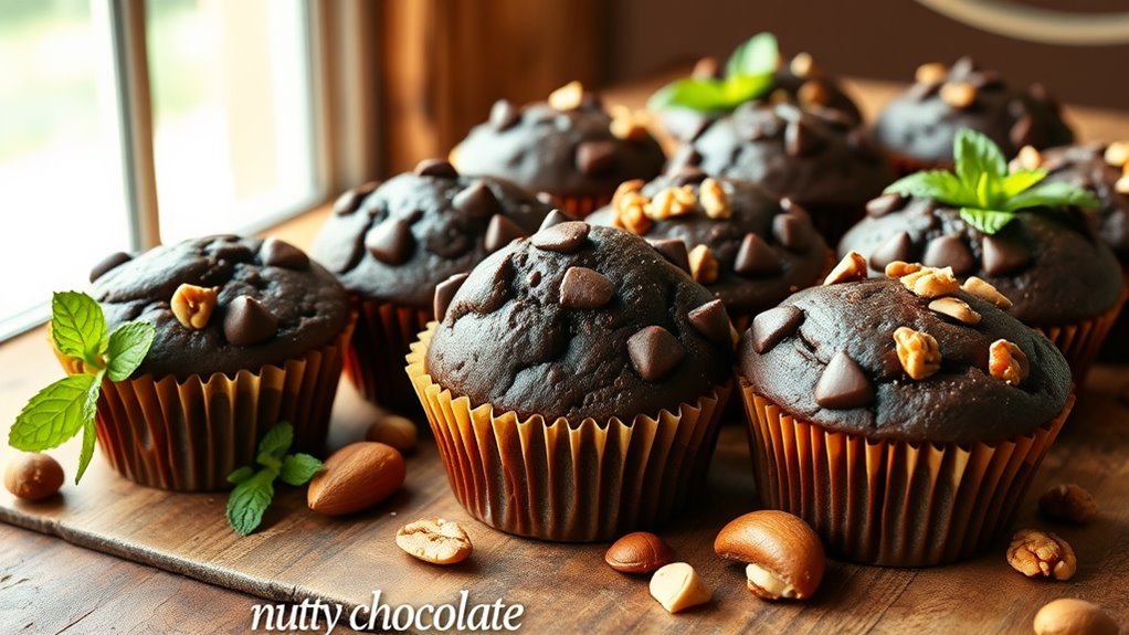 chocolatey nut filled muffins