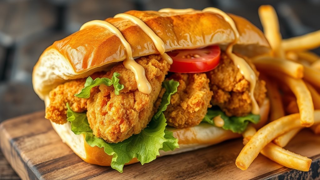 crispy spicy oyster sandwich