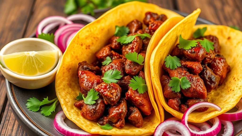 fiery chicken liver tacos