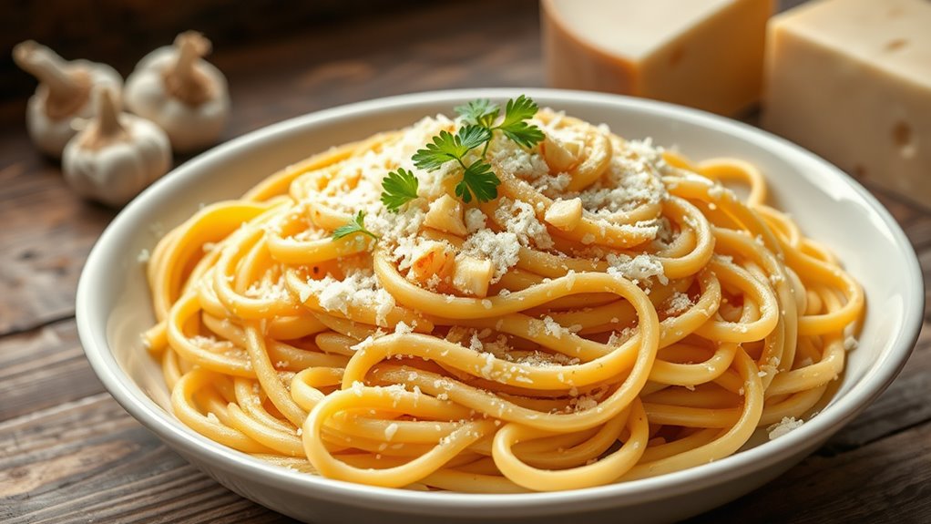 garlic infused cheesy noodles