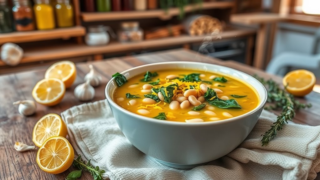 hearty lemon garlic kale soup