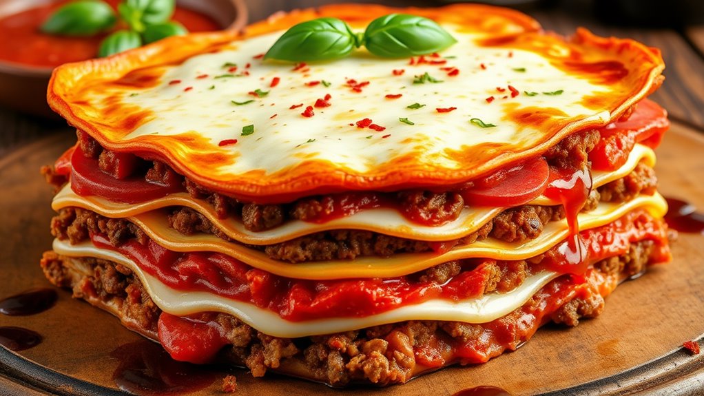 hearty meat filled lasagna dish