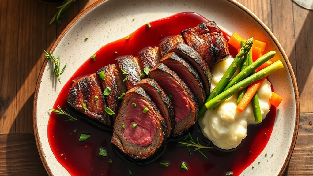 savory venison with reduction