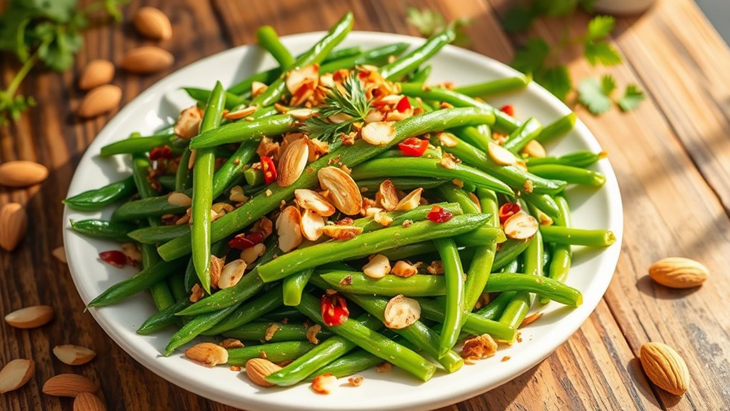 spicy almond green beans