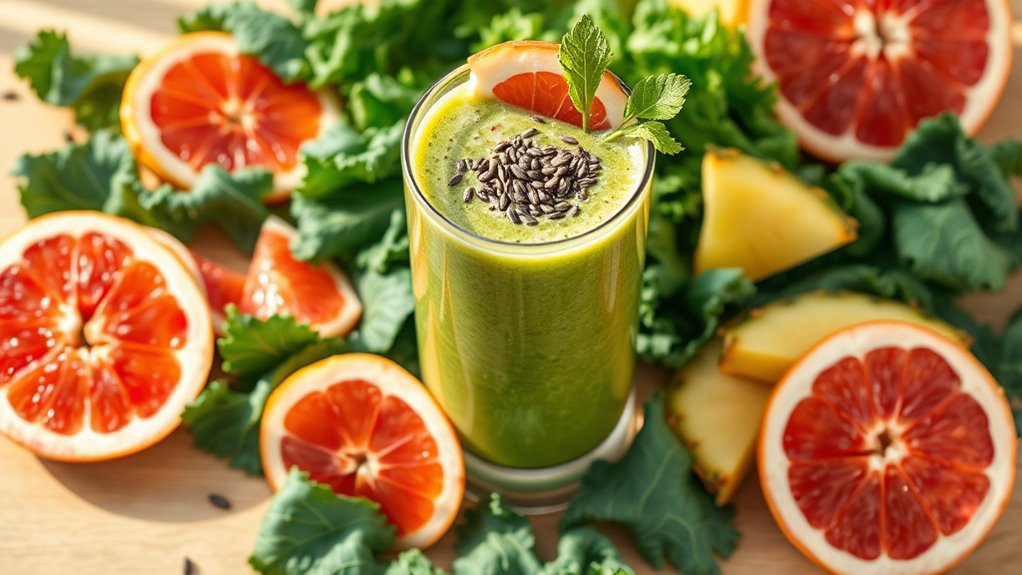 tropical kale grapefruit smoothie